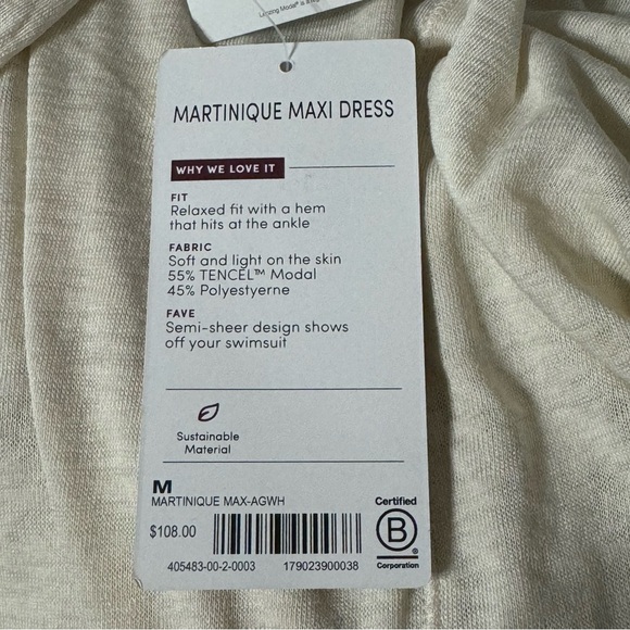 New Athleta Martinique Maxi Soft Drapey Pockets Dress Asiago White M $108 NWT - Picture 9 of 11